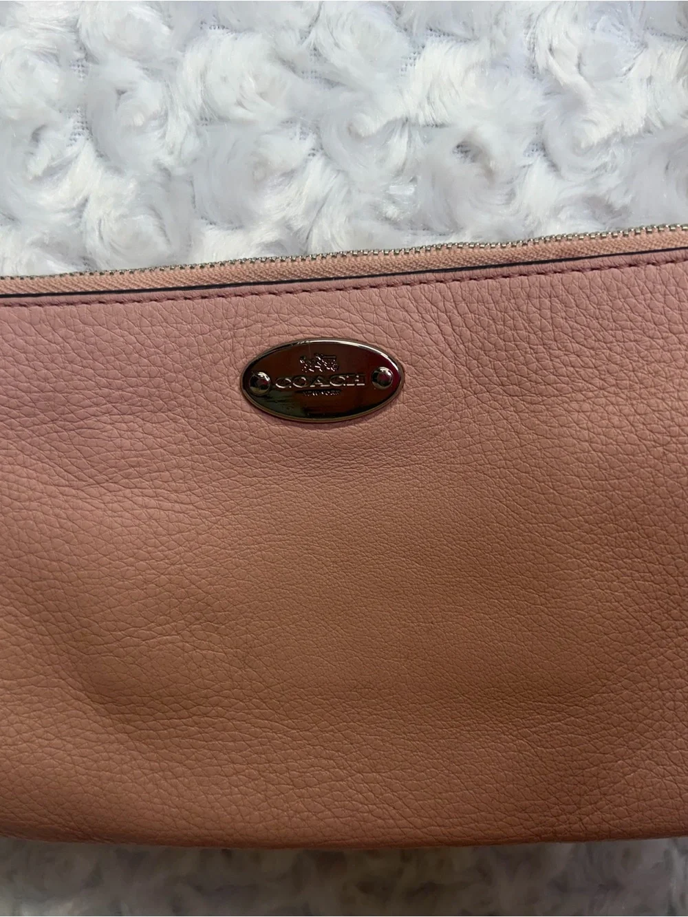 Coach Blush Pink soft Pebbled Leather adjustable Crossbody Chain & leather Strap